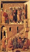 Peter's First Denial of Christ and Christ Before the High Priest Annas Duccio